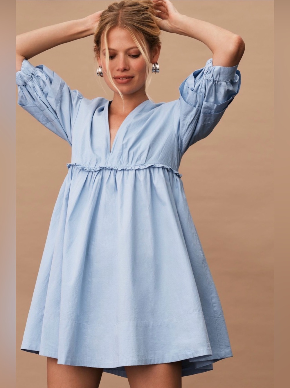 Anthropologie Maeve Blue Mini Dress Sz S NWOT NEVER WORN ADORABLE BABYDOLL DRESS